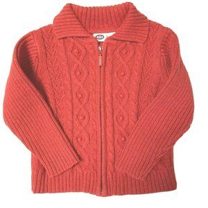 Kiks Red Full Zip Sweater Girls 24 Months Cable